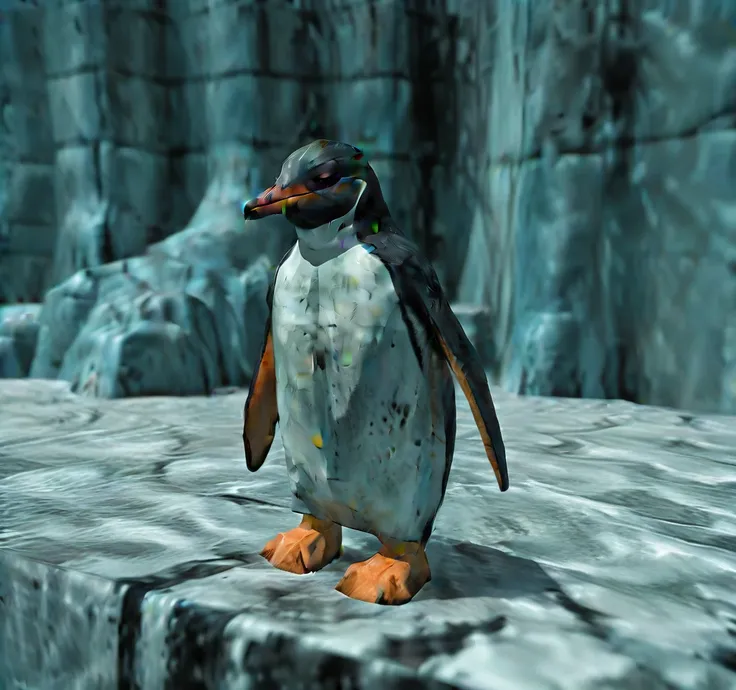 Penguin, <lora:90s__3D_Model:1>, high contrast, high saturated, vivid deep blacks