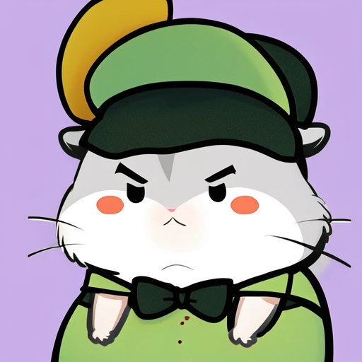 xiaoyuehan, hamster,bow, cosplay, hat, simple_background, star_(symbol), white_background, angry