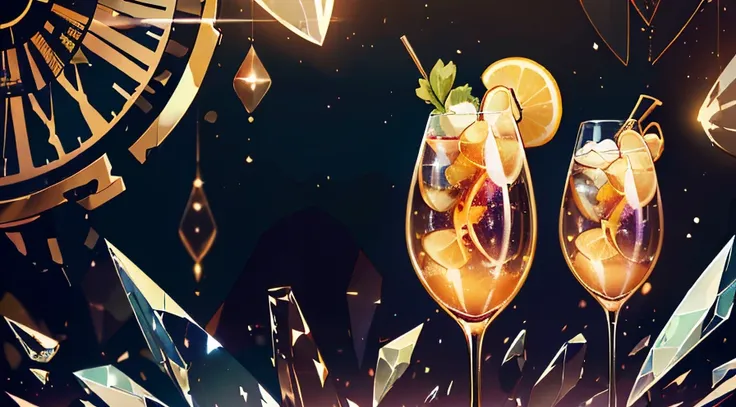 there are two glasses of champagne with different types of fruit in them