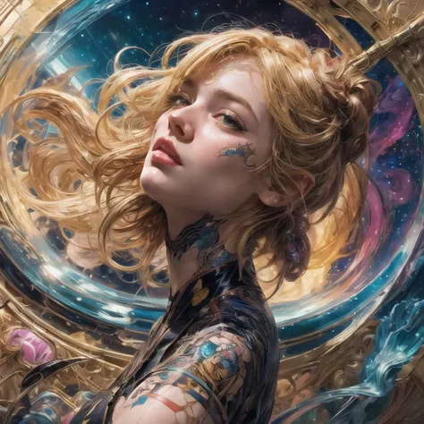 android 1 8 , beautiful shadowing, 3 d shadowing, reflective surfaces, illustrated completely, 8 k beautifully detailed pencil illustration, extremely hyper - detailed pencil illustration, intricate, epic composition, masterpiece, bold complimentary color...