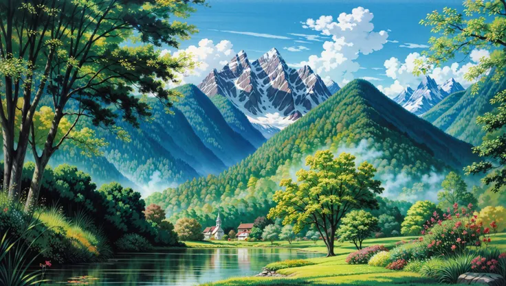 Cute landscape,fairy tale,calm atmosphere,<lora:add_detail:1>,<lora:Ghibli_v4:1>,