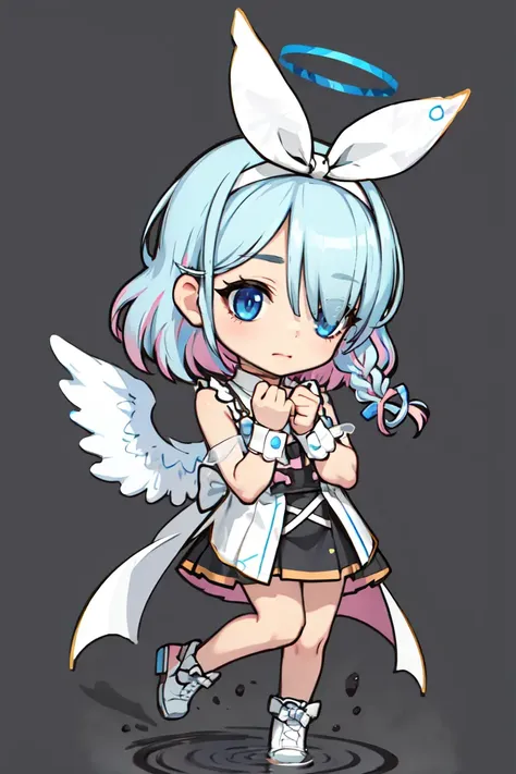 a cartoon image of a girl with angel wings and a blue halo