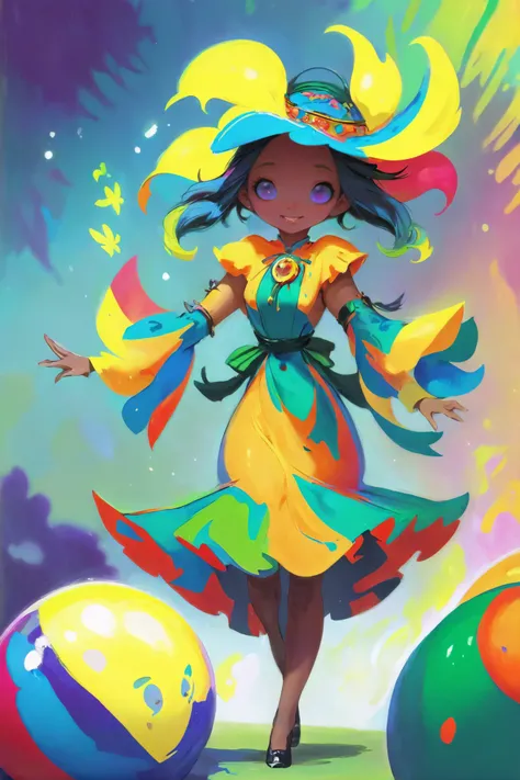 A lively joy spirit, radiating with bright colors, spreading happiness wherever it goes.<lora:EnvySpiritXL01-fae:1>