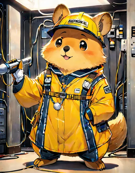 Quokka  wearing Electrician  outfit