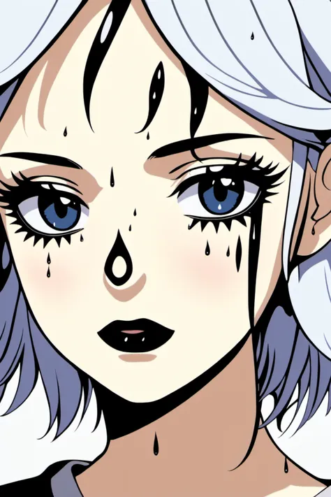 (masterpiece, best_quality, ultra-detailed, immaculate:1.3), epic, illustration, Sad Girl with black line of tears from eye makeup on her cheek, tear stains, emo, 8k