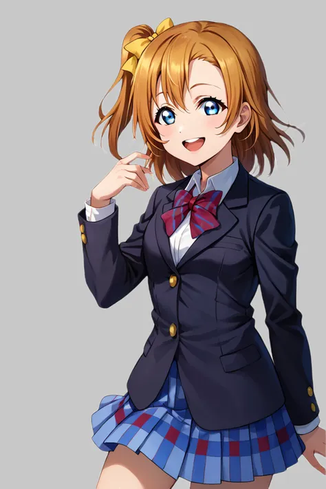 anime girl in school uniform with ponytail and bow tie