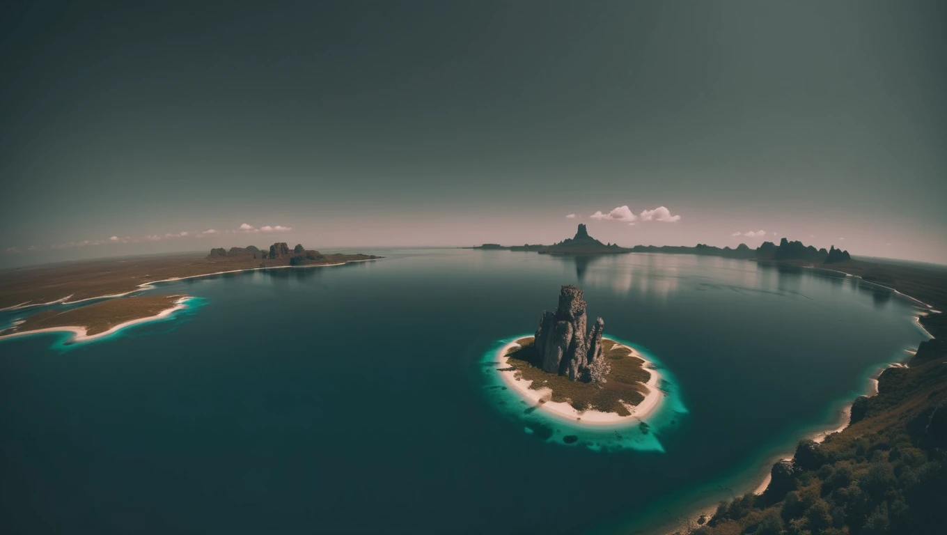 an island with a small island in the middle of it