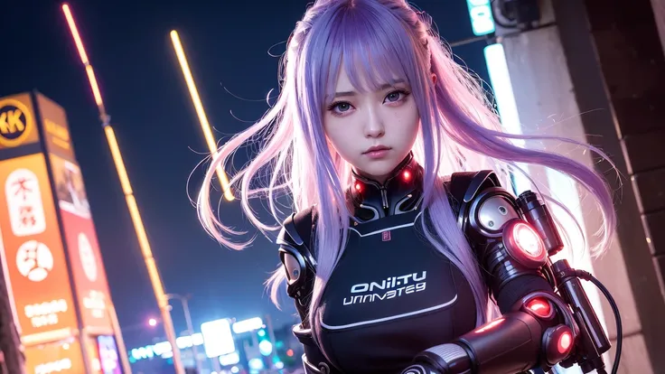 (extremely detailed CG unity 8k wallpaper),(best quality),ultra-high res, (photorealistic:1.4), 1girl, (colorful hair:1.2),<lora:koreanDollLikeness_v10:0.4>, detailed eyes, hanfu, floral pattern, katana, cyberpunk, machine body parts, robotic body parts, night light,