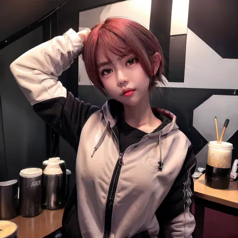 mksks style, (very detailed background:1.0), (highly detailed background:1.0), 1girl, upper_body, looking_at_viewer, hoodie, partially_unzipped, masterpiece, <lora:Exusiai:0.7>, (Exusiai), chatting, upper body, wings, <lora:mikuya_v15:0.7>