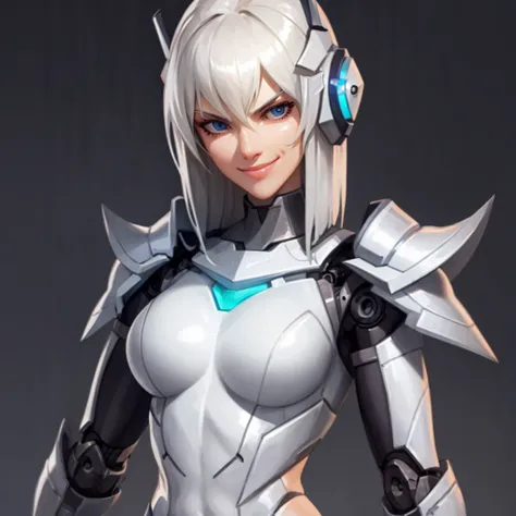 1girl, robot_joints, mechanical parts, (mecha musume:0.3), white armor, full_armor, upper_body, shoulder armor, smirk, simple_background
<lyco:evulart-Style:0.78> evulart style, evulart (Artist),