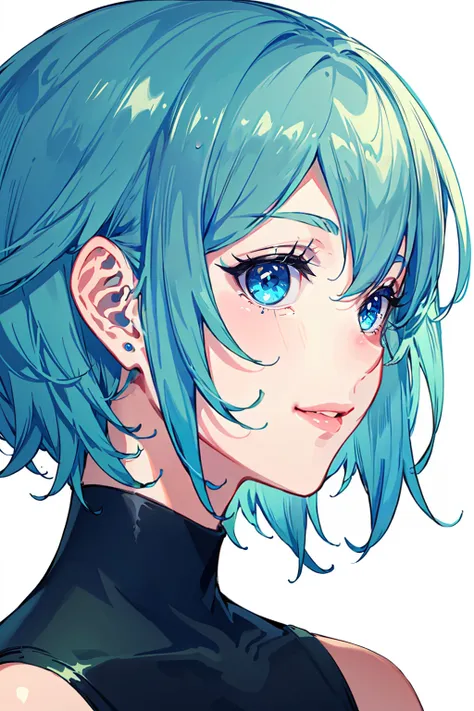 anime girl with blue hair and blue eyes