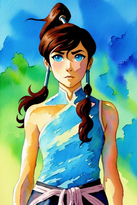 (Girlish Painting:1.3) of (Ultra detailed:1.3),(Cosy:1.3), korra, 1girl, (dark-skinned), (dark skin), ponytail, hair tubes, cyan eyes,  (look at viewer:1.331),
BREAK
best quality,highly detailed,ultra-detailed,unreal engin 5,octane render,(2D:1.2), limited...