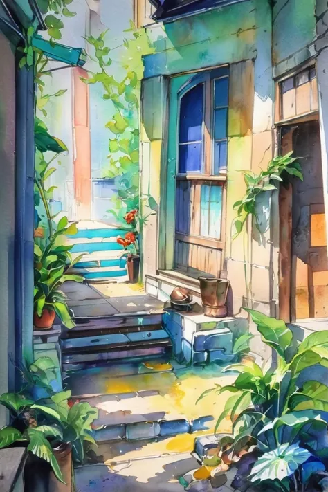 watercolor, well-lit interior, in a weird aquarium<lora:EnvyAnimeWatercolorXL01:1>