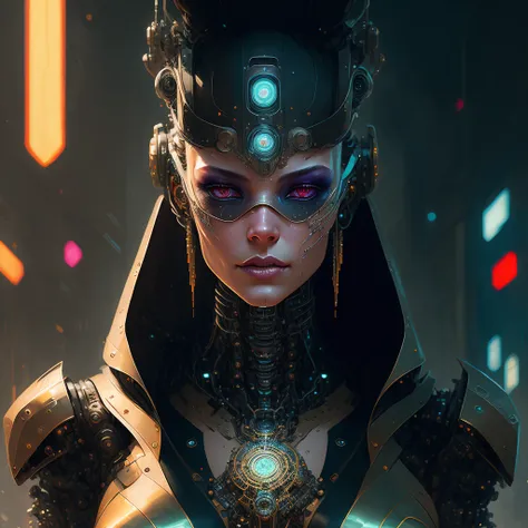 "portrait shot of a cyberpunk robot, intricate, elegant, highly detailed, centered, digital painting, artstation, concept art, s...