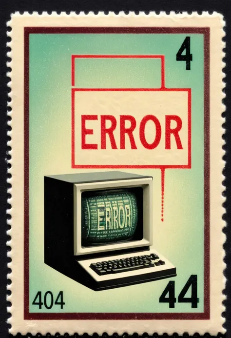 ("ERROR" text:1.3)
("404" text:1.1)
<lora:Vintage Postage Stamps:1> Vintage Postage Stamps with void computer  <lora:Harrlogos_v1.1:1>