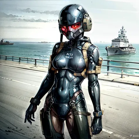 <lora:haven_trooper:.7>, haven_trooper on aircraft carrier deck, 1girl, masterpiece, ocean in background, <lora:colorwater_v3:.4...