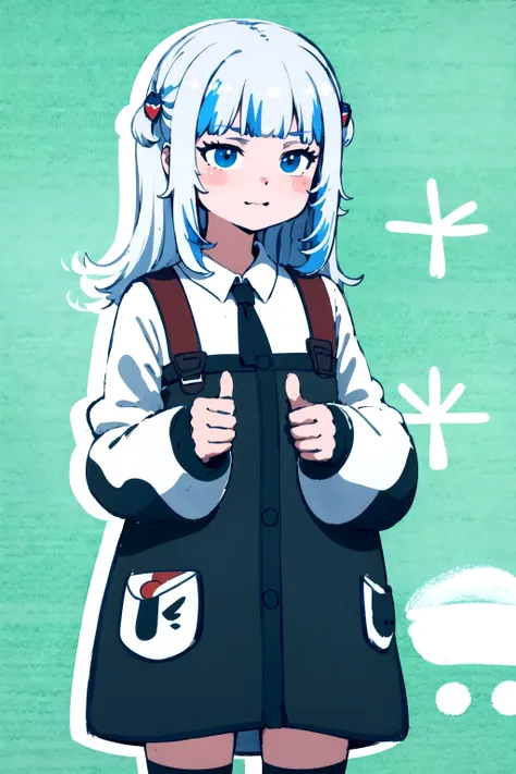 anime girl with blue hair and black dress holding a cell phone