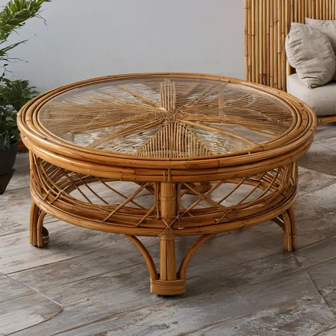 a close up of a table with a glass top on a patio