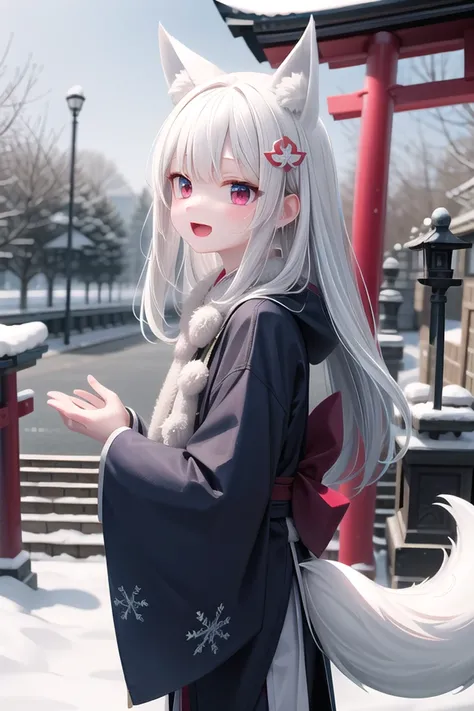 insanely detailed, absurdres, ultra-highres, ultra-detailed, best quality,
1girl, solo, nice hands, perfect hands,
BREAK
miko, hanfu, winter hanfu, cloak, (bare shoulder:-1.5), (cleavage:-1.5)
BREAK
happy smile, laugh, open mouth, standing,
from side,
cute...