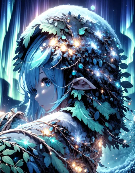 blue elf girl <lora:Xmas_elf_girl_v0.4:1> <lora:aurora-style-richy-v1:1>,open air,AURORASTYLE