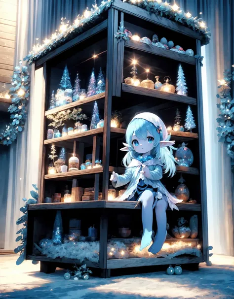 blue elf girl <lora:Xmas_elf_girl_v0.4:1> <lora:aurora-style-richy-v1:1>