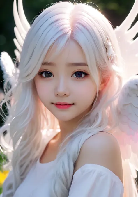 highres,best quality,natural,
1girl, kawaii style, happycore, colorfulcore, kawaiicore, i cant believe how beautiful this is, 32k uhd, white hair, long hair, angel, angel girl, white wings, halo, vivid, vibrant colors, soft light, little girl, smile, upper...