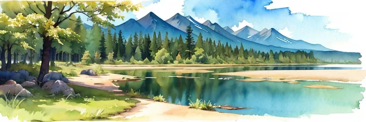 ((masterpiece, official art, watercolor sketch)), Ural taiga landscape