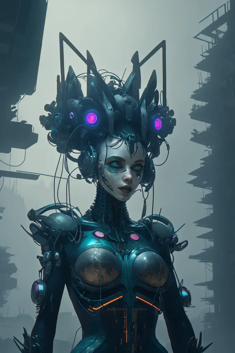 dystopianx style, cyberpunk woman