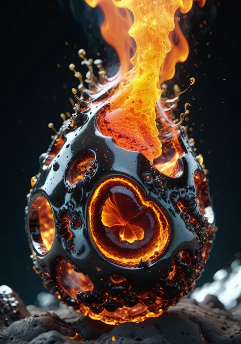 a close up of a fire ball with a black background