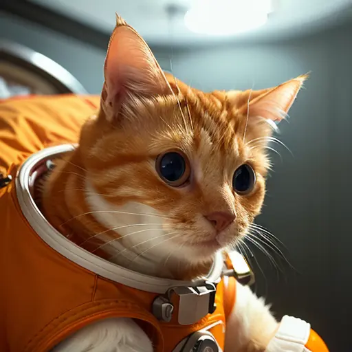 (photorealistic:1.4), (masterpiece:1.3), (intricate details:1.2), an orange and white domestic shorthair cat, (wearing in a spacesuit:1.2), floating in space, earth in the background
