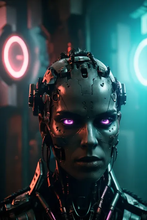 professional photo neonpunk style beutiful woman android, reporter journalist  in action, glass skin, rusty gritty dusty metal texture, sharp focus,  fantasy underground city, dim light, red theme
 <lora:Cyber_relib_80st_64_128:0.75> . cyberpunk, vaporwave...