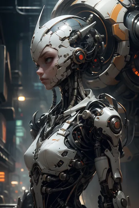 concept art,digital artwork,masterpiece,complex detailed,best quality,hdr,fashion biomechanical alien,eye contact,cyber body,white and black colors,complex background,art by goro fujita,filtech,<lora:Cyber_relib_80st_64_128:0.6>,