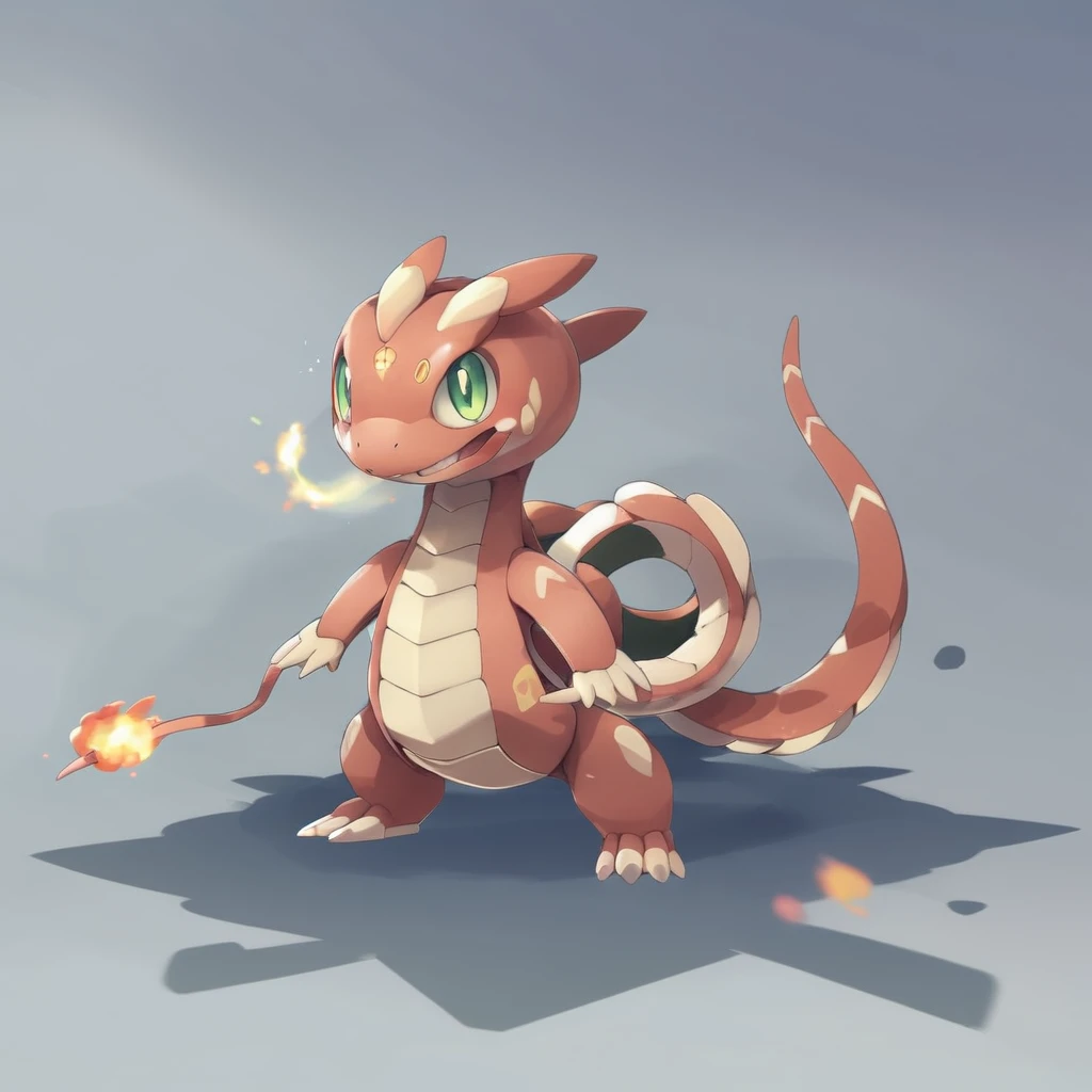 a close up of a pokemon character with a fire ball