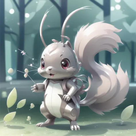 a close up of a cartoon squirrel with a leaf in its hand