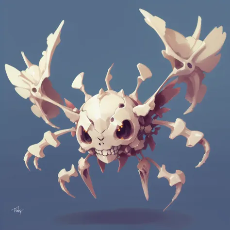 a close up of a skull with wings and a skull on it