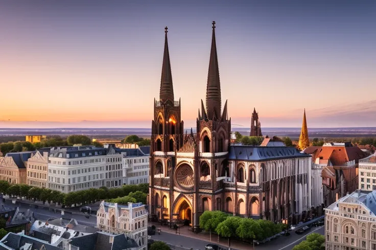 wide angle aerial view, dvarchgothic and dvarchvictorian style buildings, professional architecture photography, 16mm, f8, portr...