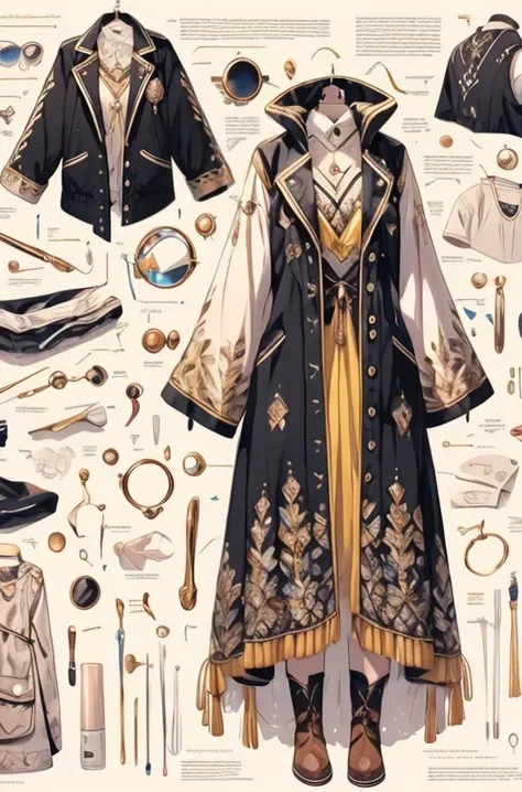 a close up of a costume with many different items on it