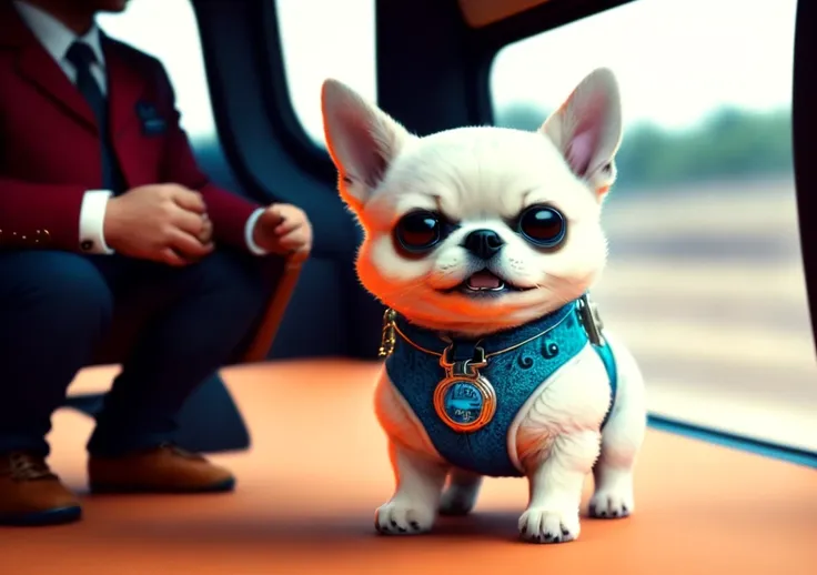 cbzbb, a dog in a train, intricate detail, centered