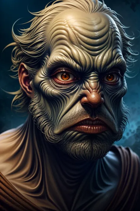 a digital painting of a man with a beard and a face