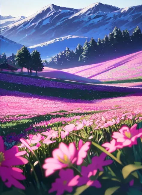 <lora:anime_style_show_howlsmoving_environment_v1:0.3>, flowery landscape, 64k, f1.2, 800mm, uhd, dynamic lighting