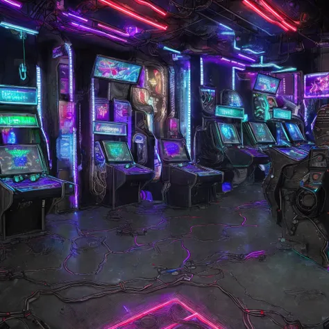 a close up of a bunch of arcade machines in a room