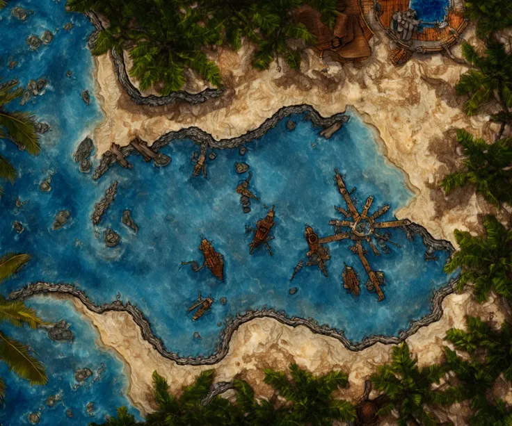 arafed map of a tropical island with a blue lagoon