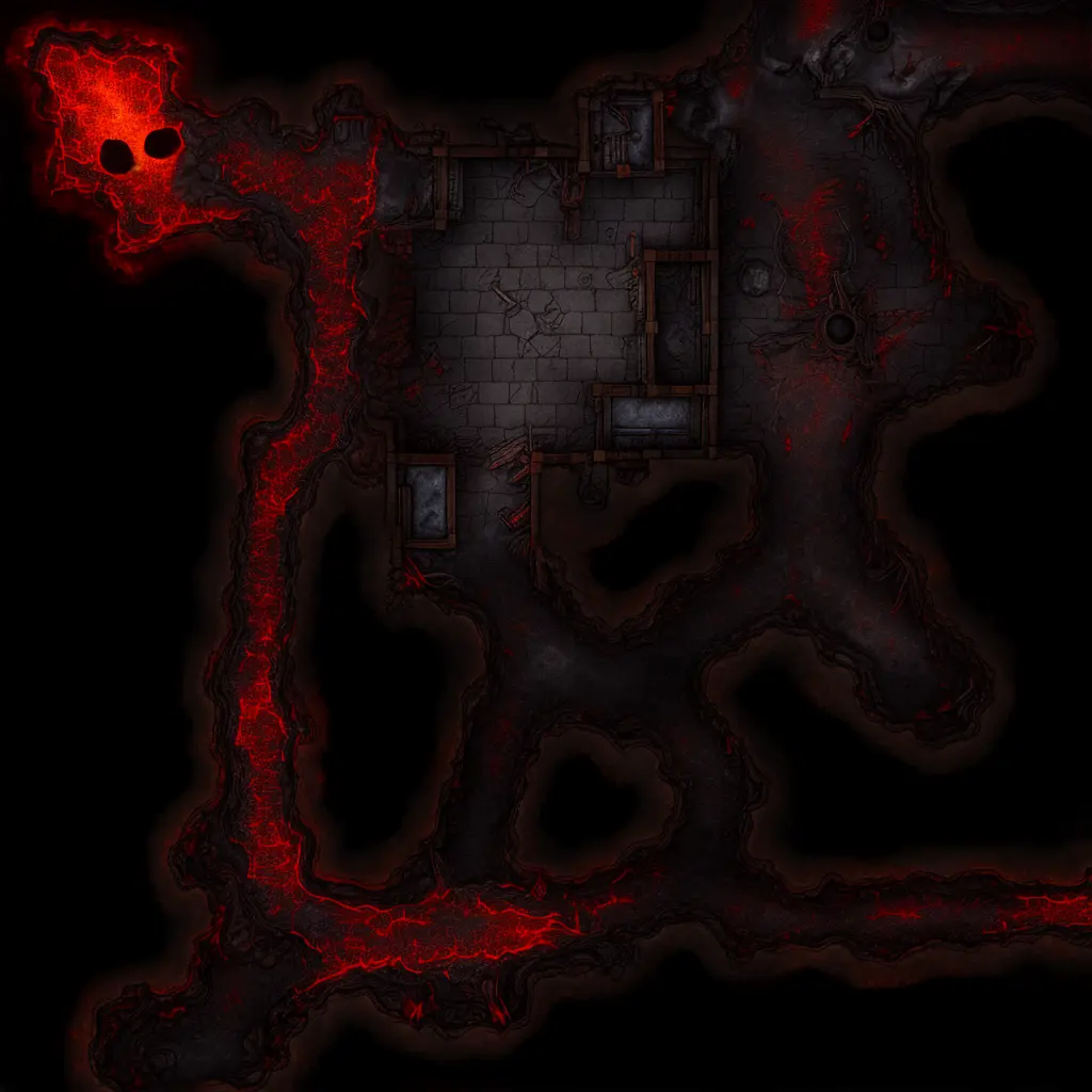 a map of a dark room with a red light on it