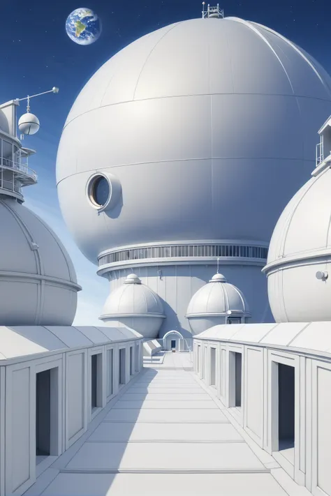 a rendering of a futuristic city with a large white dome