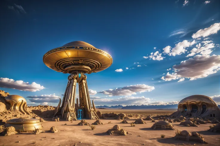 arafed structure in the desert with a dome on top