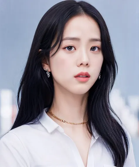 jisoo,photorealistic,realistic, solo, photorealistic, best quality, ultra high res,

diamond stud earrings, long straight black ...