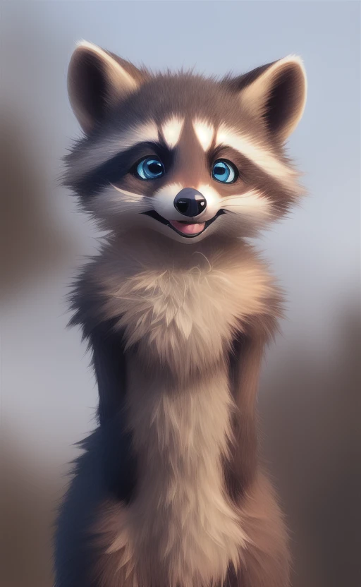 , raccoon, feral, solo, ambiguous gender, canine, canid, mammal, hi res, avian, blue eyes, beak, canis, detailed background, fur...