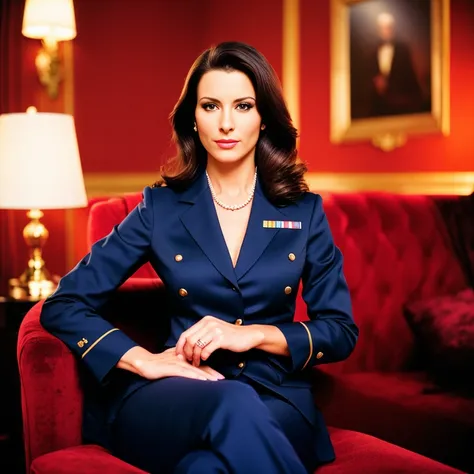 award winning (high quality erotic colored photo),
of a
((rather pretty secret service officer lady)), milf,
nice face,
seductive look, (detailed facial features), confident facial expression, ((wearing uniform suit)):1.8,
(in the red room, on a couch)...
