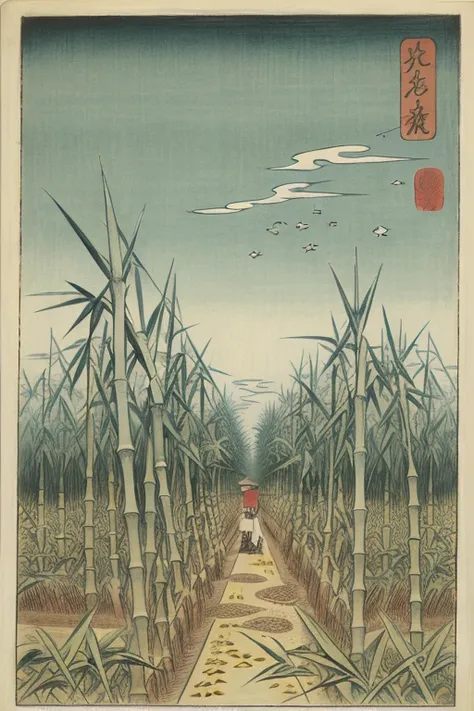 Hiroshige, (corn maze, bamboo:1.4)