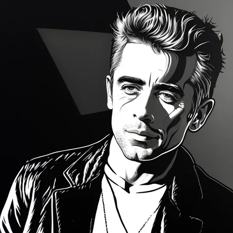 highly detailed, beautiful (caricature) portrait of james dean, cinematic lighting, dramatic lighting, illustration by vector_ar...